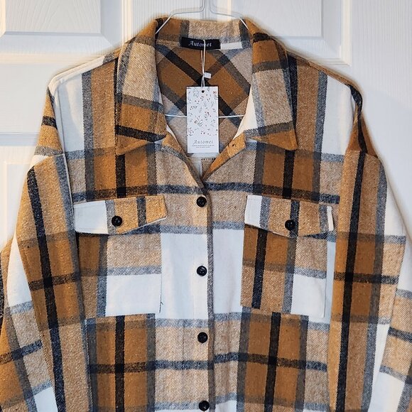 Automet Womens 2XL Plaid Shacket Flannel - Picture 3 of 8